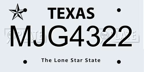 MJG4322 Texas License Plate
