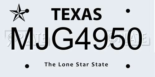 MJG4950 Texas License Plate