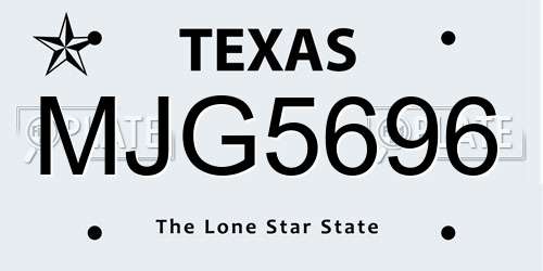 MJG5696 Texas License Plate
