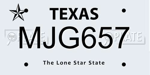 MJG657 Texas License Plate