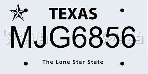 MJG6856 Texas License Plate