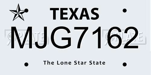 MJG7162 Texas License Plate