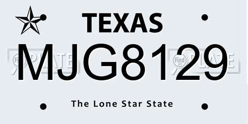 MJG8129 Texas License Plate
