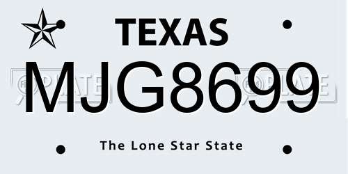MJG8699 Texas License Plate