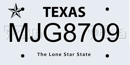 MJG8709 Texas License Plate