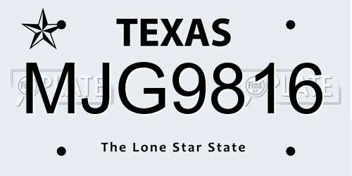 MJG9816 Texas License Plate