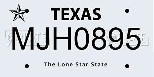 MJH0895 Texas License Plate