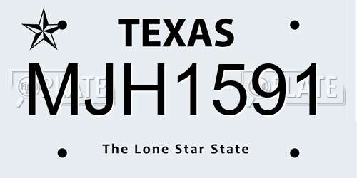 MJH1591 Texas License Plate