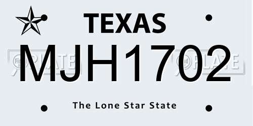 MJH1702 Texas License Plate