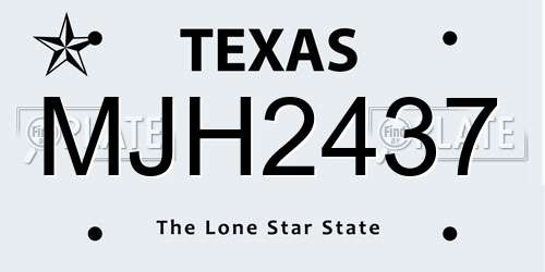 MJH2437 Texas License Plate