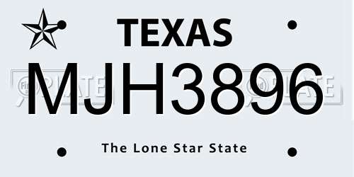 MJH3896 Texas License Plate