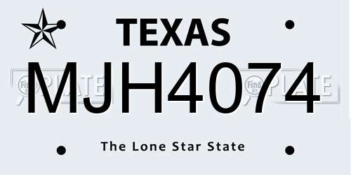 MJH4074 Texas License Plate