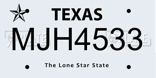 MJH4533 Texas License Plate