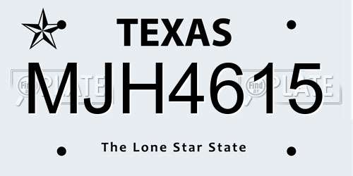 MJH4615 Texas License Plate