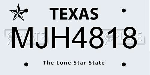 MJH4818 Texas License Plate
