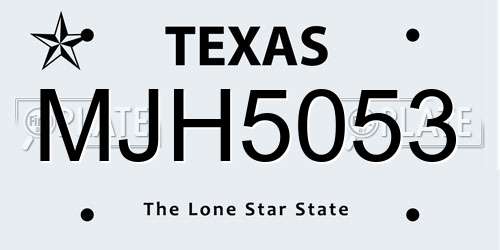 MJH5053 Texas License Plate