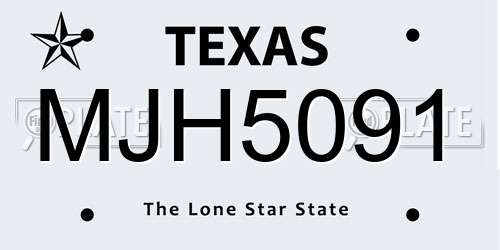 MJH5091 Texas License Plate