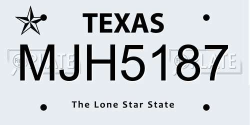 MJH5187 Texas License Plate