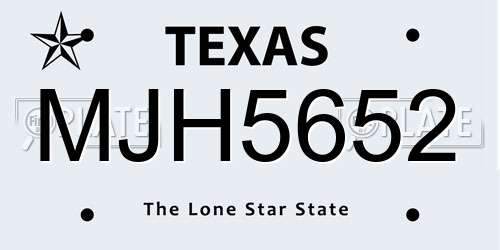 MJH5652 Texas License Plate
