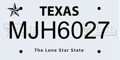 MJH6027 Texas License Plate