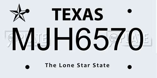 MJH6570 Texas License Plate