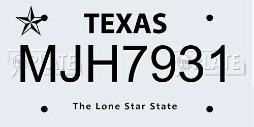MJH7931 Texas License Plate