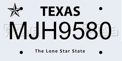 MJH9580 Texas License Plate