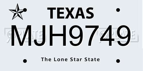 MJH9749 Texas License Plate