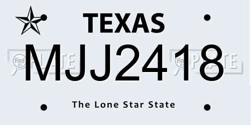MJJ2418 Texas License Plate