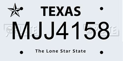MJJ4158 Texas License Plate