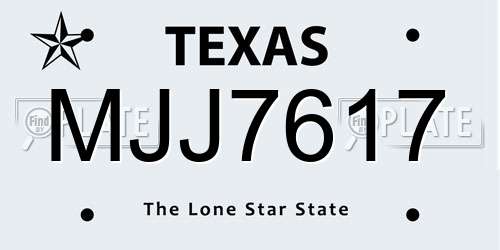 MJJ7617 Texas License Plate