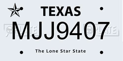 MJJ9407 Texas License Plate