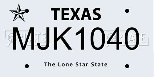 MJK1040 Texas License Plate