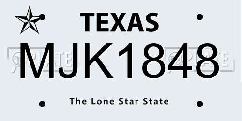 MJK1848 Texas License Plate
