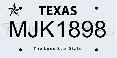 MJK1898 Texas License Plate