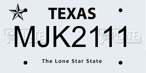 MJK2111 Texas License Plate