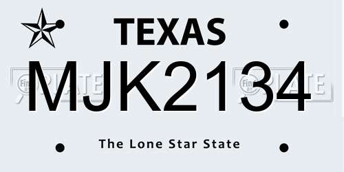 MJK2134 Texas License Plate