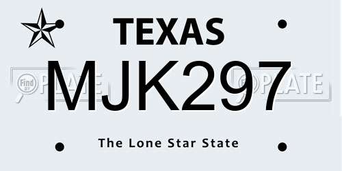 MJK297 Texas License Plate