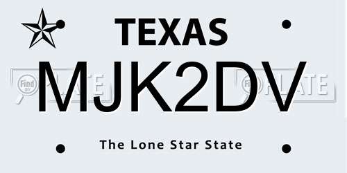 MJK2DV Texas License Plate