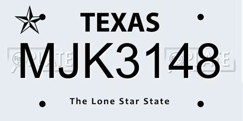 MJK3148 Texas License Plate