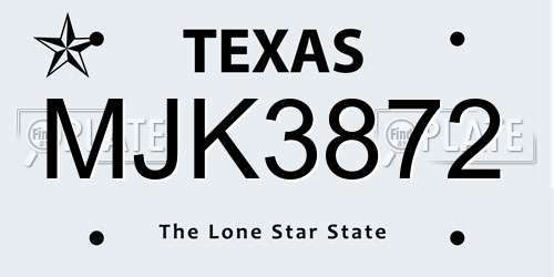 MJK3872 Texas License Plate