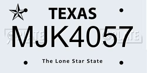 MJK4057 Texas License Plate