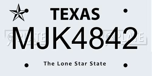 MJK4842 Texas License Plate