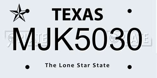 MJK5030 Texas License Plate