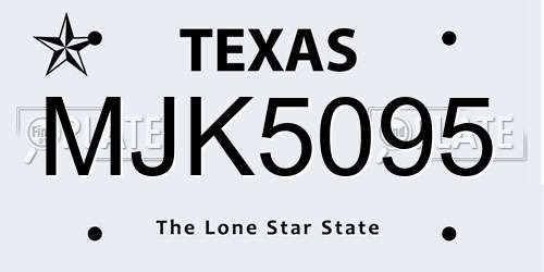 MJK5095 Texas License Plate
