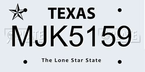 MJK5159 Texas License Plate
