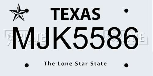 MJK5586 Texas License Plate