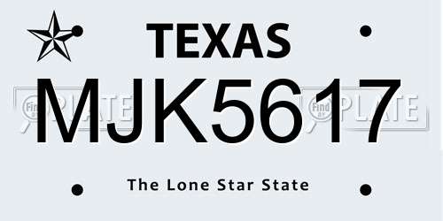 MJK5617 Texas License Plate