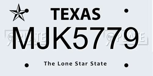 MJK5779 Texas License Plate