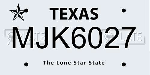 MJK6027 Texas License Plate